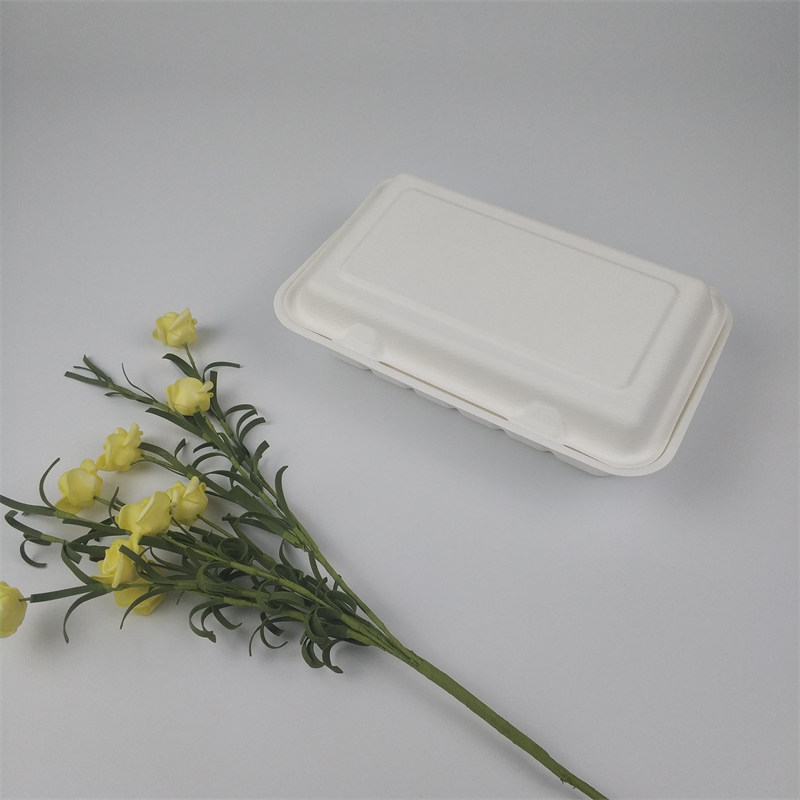 eco bagasse စက္ကူ clamshell သေတ္တာများ